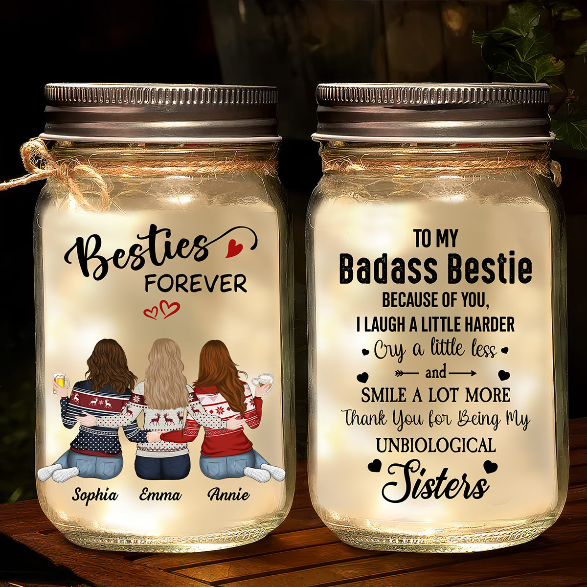 Besties Forever - Personalized Mason Jar Light