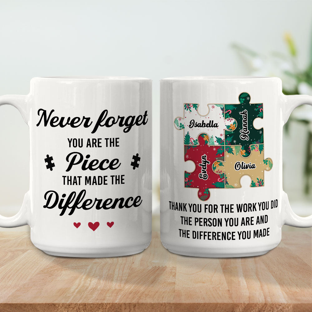 Custom Coworker, Christmas & Birthday Team Appreciation Gift • Do Not Forget You Are The Piece - Personalized Coffee Mug