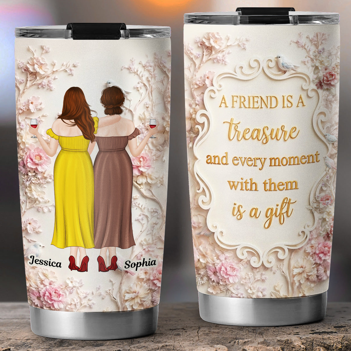 Custom Christmas Birthday Gifts For Best Friend • A True Treasure - Personalized 3D Effect Tumbler