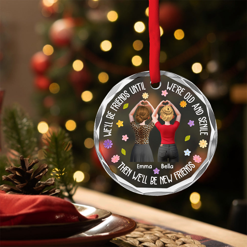 Custom Friendship Christmas Ornament, Best Friend Gift •  Still Laughing After All Years - Personalized Glass Ornament