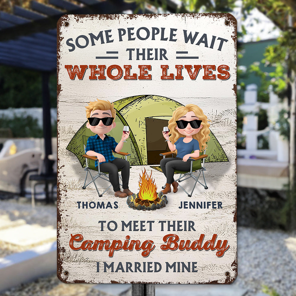 Custom Couple Campground Sign, Campsite Outdoor Wall Decor • Together In Every Campfire Night - Personalized Metal Sign