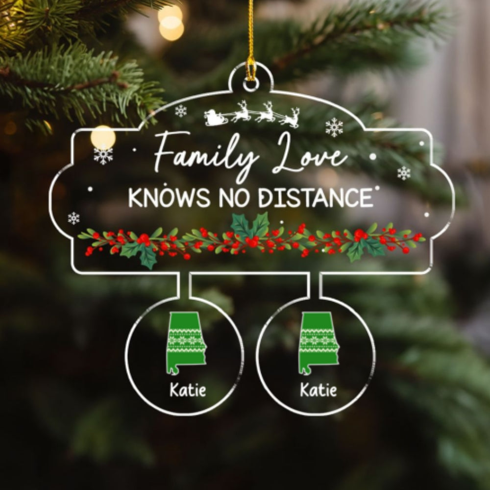 Custom Family Ornament, Christmas Gift for Family Members •  State Connection - Personalized Acrylic Ornament