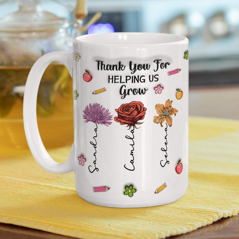 Custom Christmas & Birthday Keepsake Gift • You Help Us Grow Every Day - Personalized 3D Inflated Effect Mug