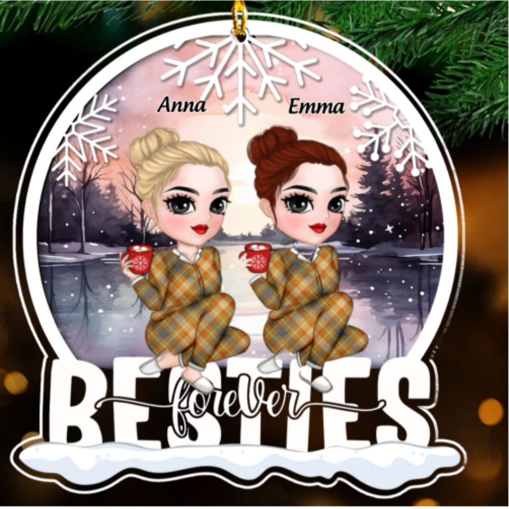 Custom Family Ornament, Christmas Gift for Family Members •  Bestie Love Is Forever - Personalized Acrylic Ornament
