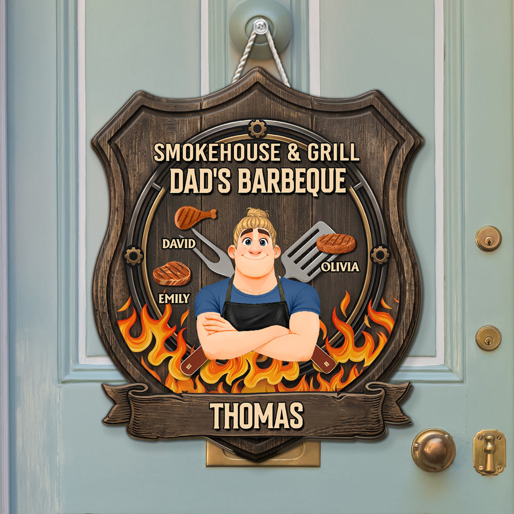 Custom Home & Wall Decor, Birthday & Christmas Gift • Smokehouse And Grill - Personalized Wood Sign