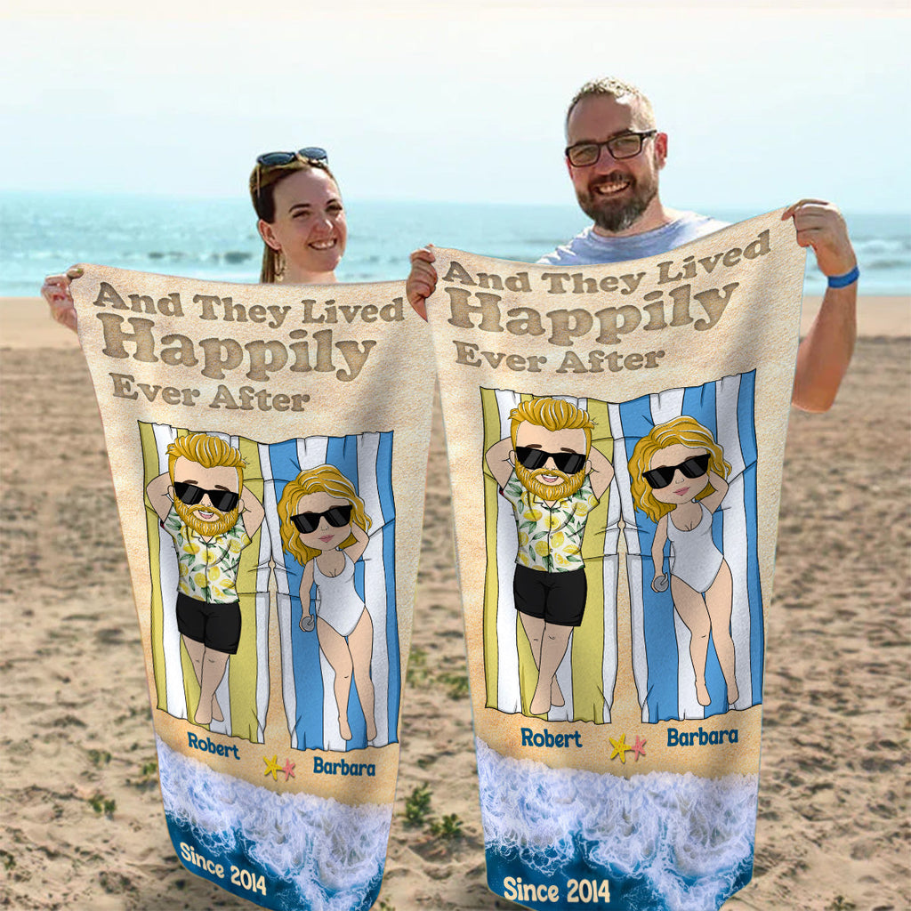 They Lived Happily Ever - Personalized Beach Towel