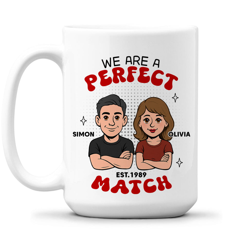 Custom Anniversary Keepsake Gifts For Couple • Perfect Match - Personalized Coffee Mug