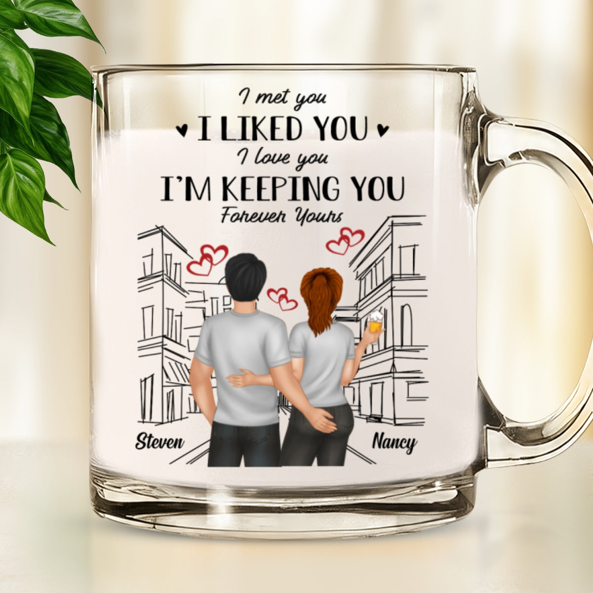 Custom Anniversary Keepsake Gifts For Couple • Forever Love You - Personalized Glass Mug