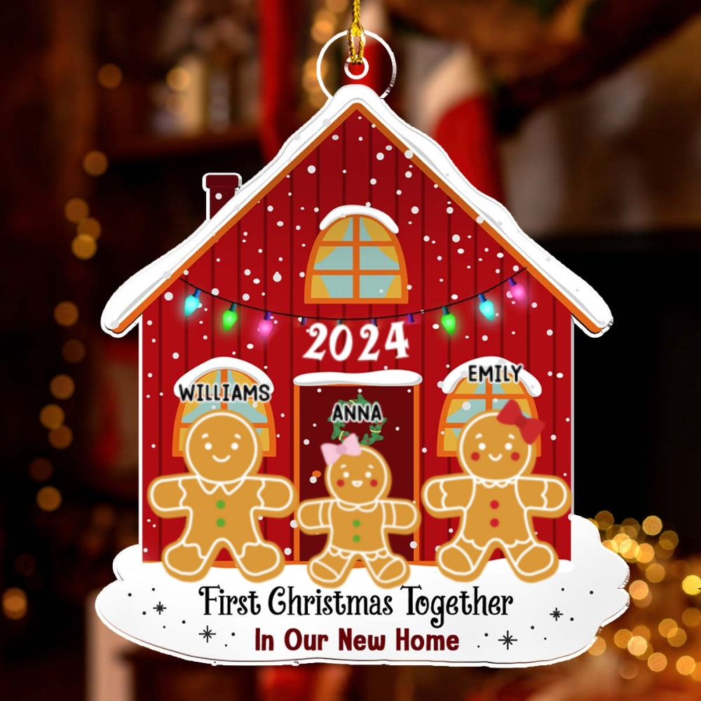 Custom Family First Christmas Ornament •  First Time In Our New Home - Personalized Acrylic Ornament