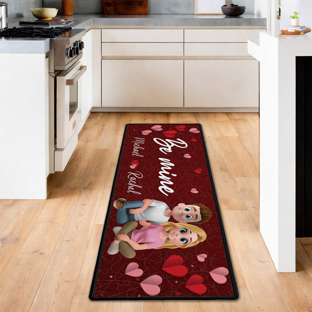 Custom Couple Rug, Anniversary Housewarming Gift For Wife Husband • Be Mine - Personalized Runner Rug