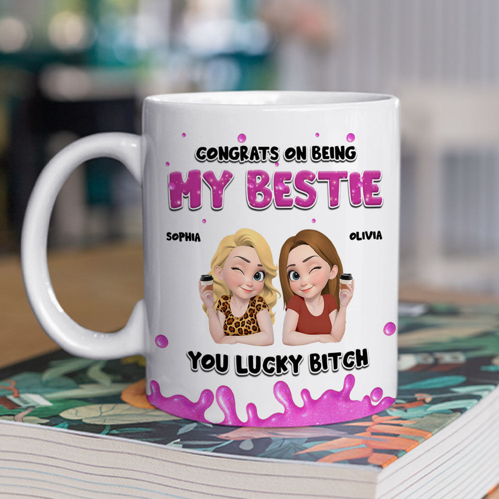 Custom Best Friend, Christmas & Birthday Friendship Keepsake Gift • Congrats My Bestie - Personalized Coffee Mug