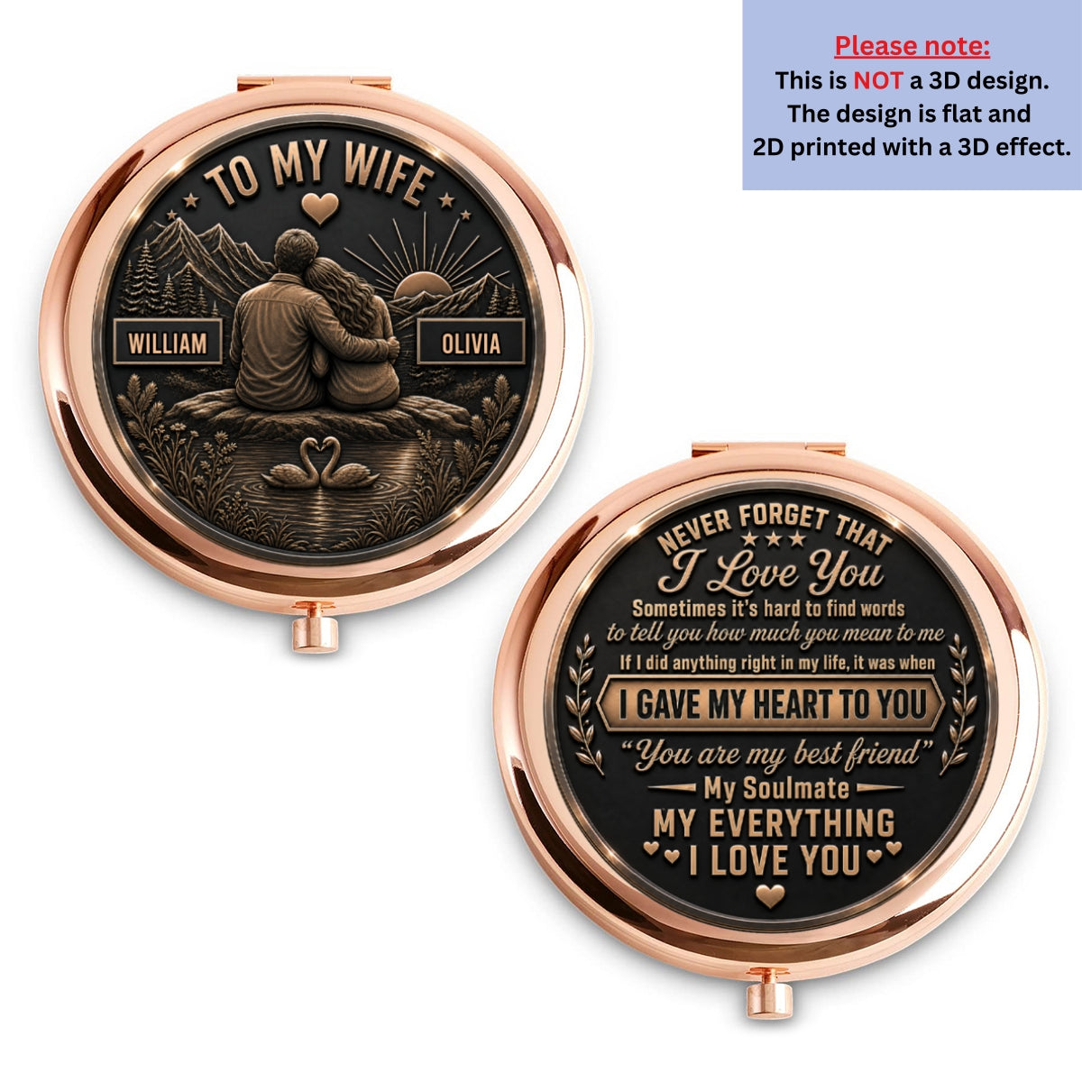 Love Lasts Forever - Personalized Compact Mirror