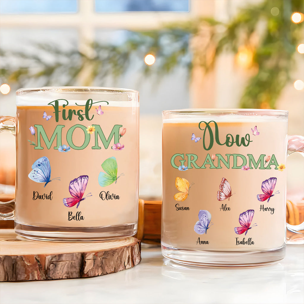 Custom Mother's Day Gift for Mom & Grandma • Great Grandma - Personalized Glass Mug
