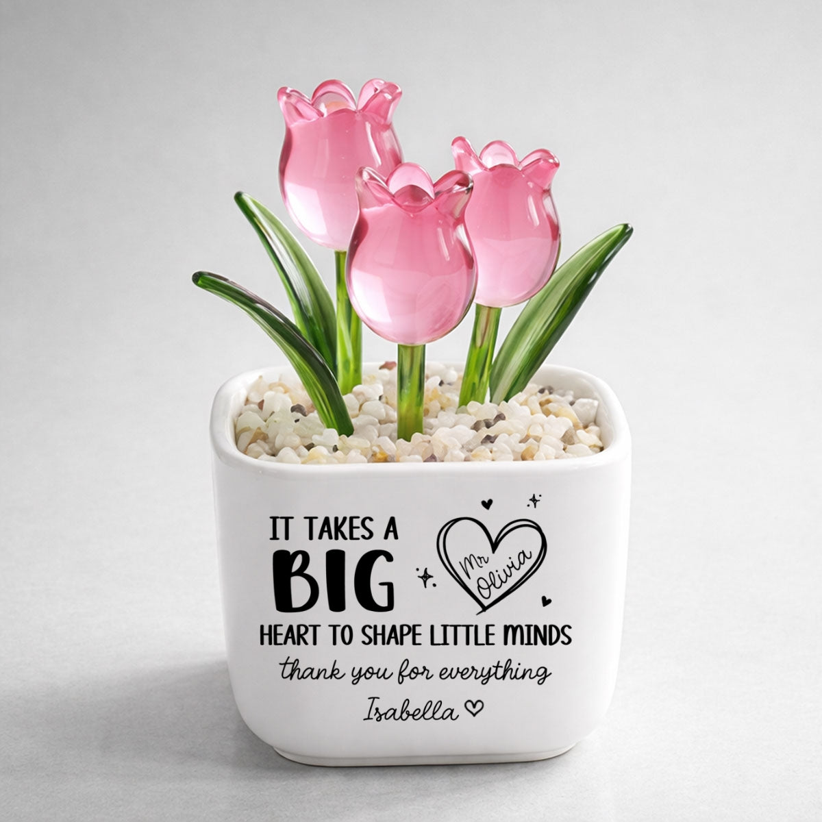 Custom Flower Keepsake, Meaningful Glass Home Decor Gift • Teachers Make Dreams Bloom - Personalized Glass Everlasting Tulips