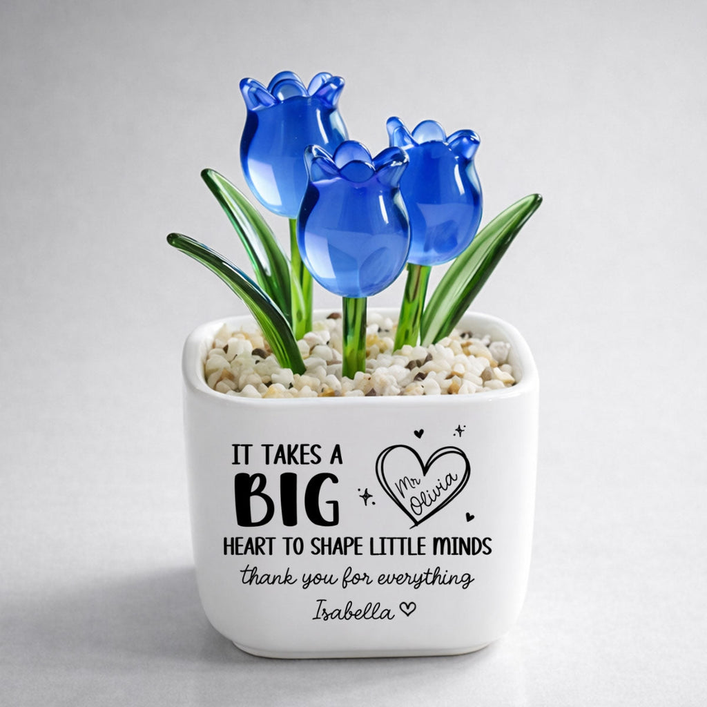 Custom Flower Keepsake, Meaningful Glass Home Decor Gift • Teachers Make Dreams Bloom - Personalized Glass Everlasting Tulips
