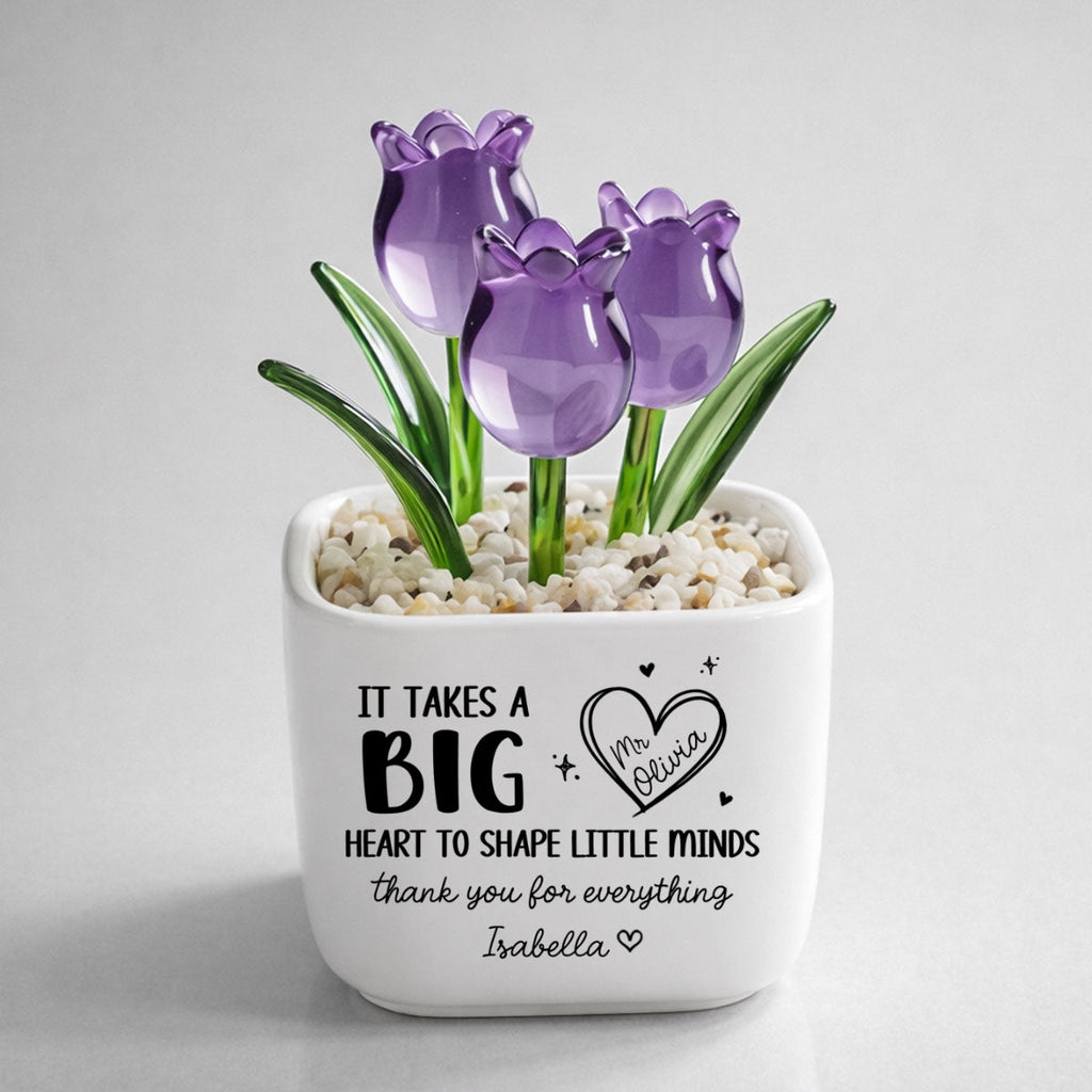 Custom Flower Keepsake, Meaningful Glass Home Decor Gift • Teachers Make Dreams Bloom - Personalized Glass Everlasting Tulips
