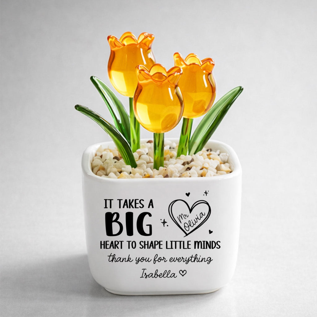 Custom Flower Keepsake, Meaningful Glass Home Decor Gift • Teachers Make Dreams Bloom - Personalized Glass Everlasting Tulips