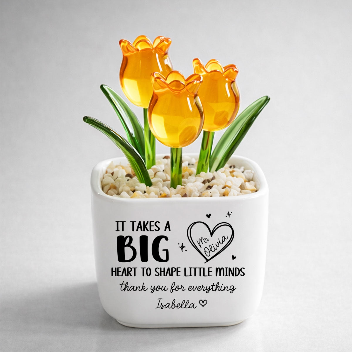 Custom Flower Keepsake, Meaningful Glass Home Decor Gift • Teachers Make Dreams Bloom - Personalized Glass Everlasting Tulips