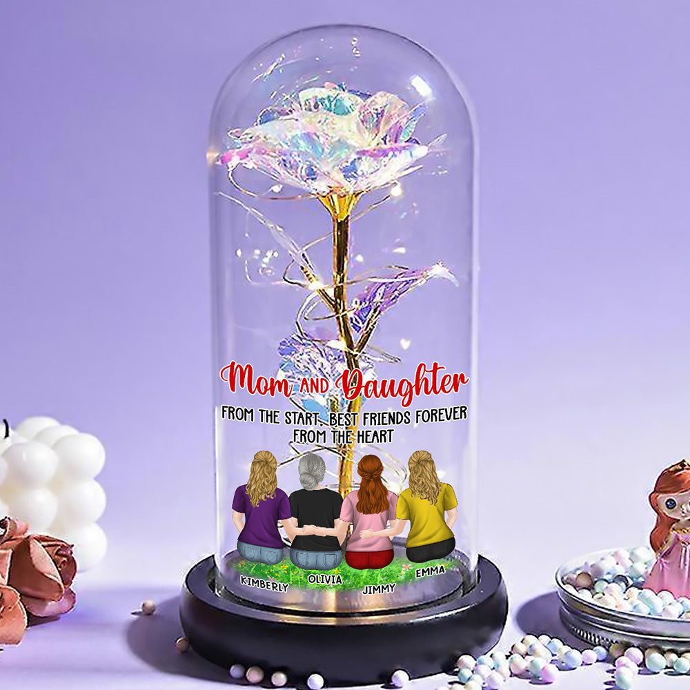 Mother And Daughters - Personalized Sparkly Rose