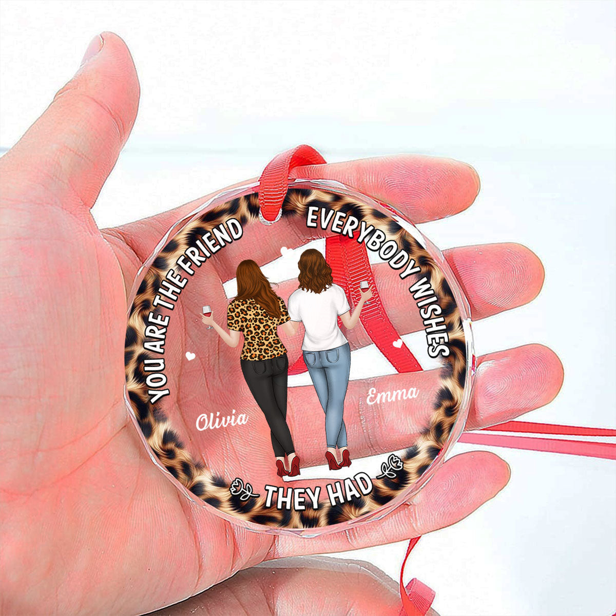 Custom Friendship Christmas Ornament, Best Friend Gift •  You Make Life Better - Personalized Glass Ornament