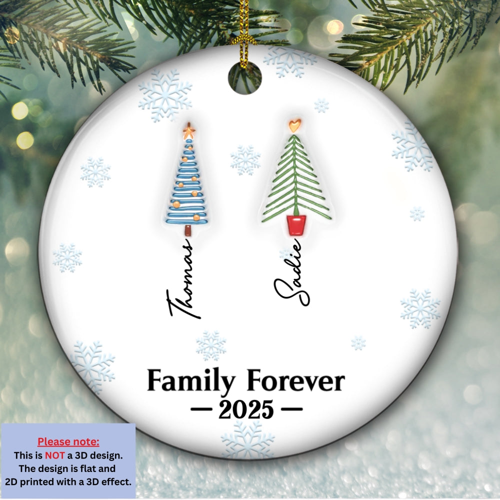 Custom Keepsake Christmas Ornament •  Family Forever Tree Names - Personalized 3D Inflated Effect Ceramic Ornament