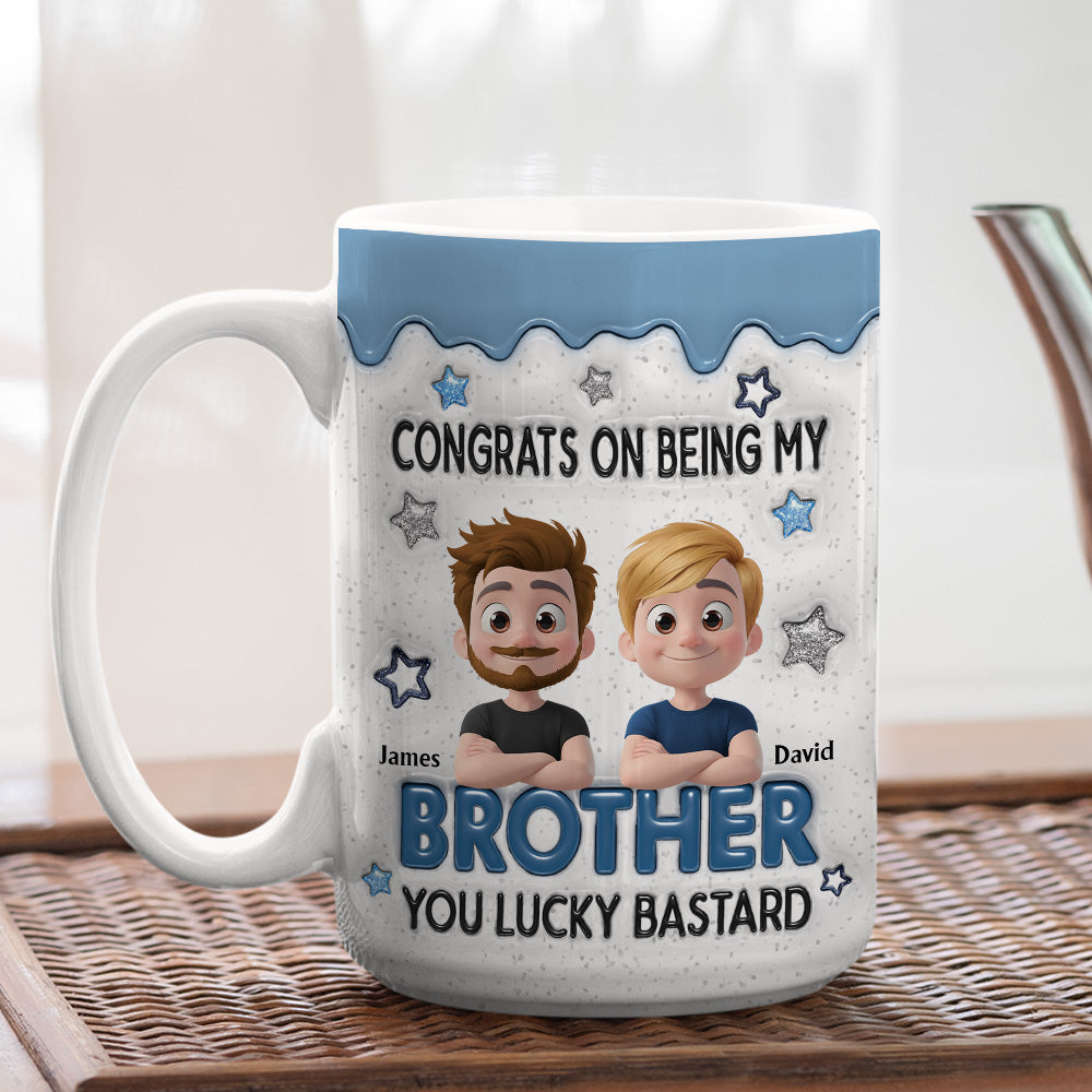 Custom Christmas & Birthday Gift For Brother • Congrats Bro - Personalized 3D Inflated Effect Mug