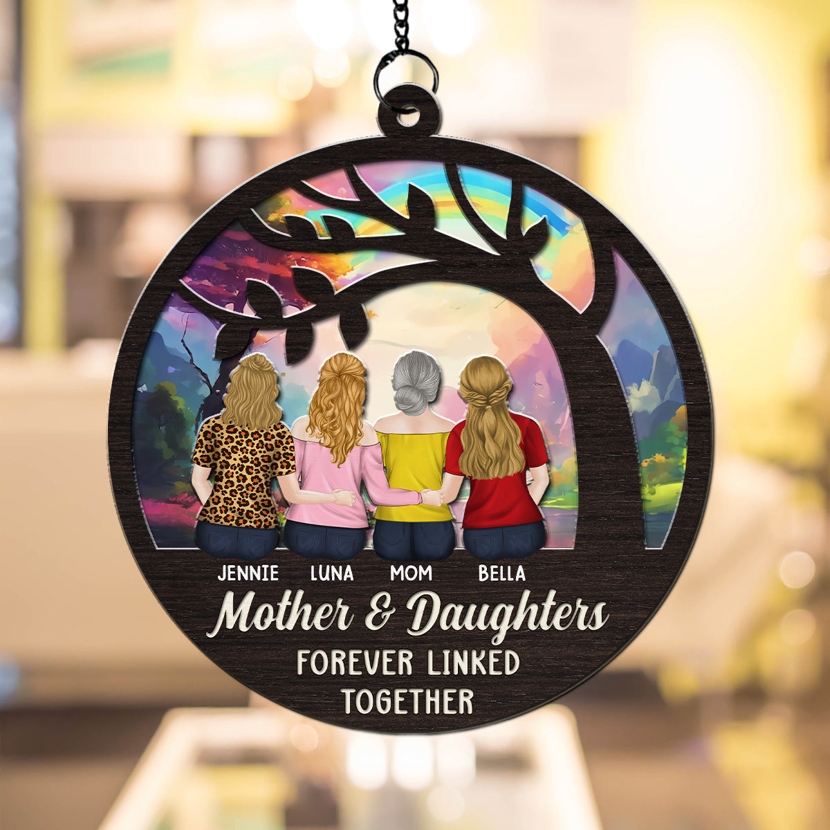 Custom Hanging Decor for Mom Daughter, Mother's Day Birthday Gifts • The Love Between Us - Personalized Suncatcher