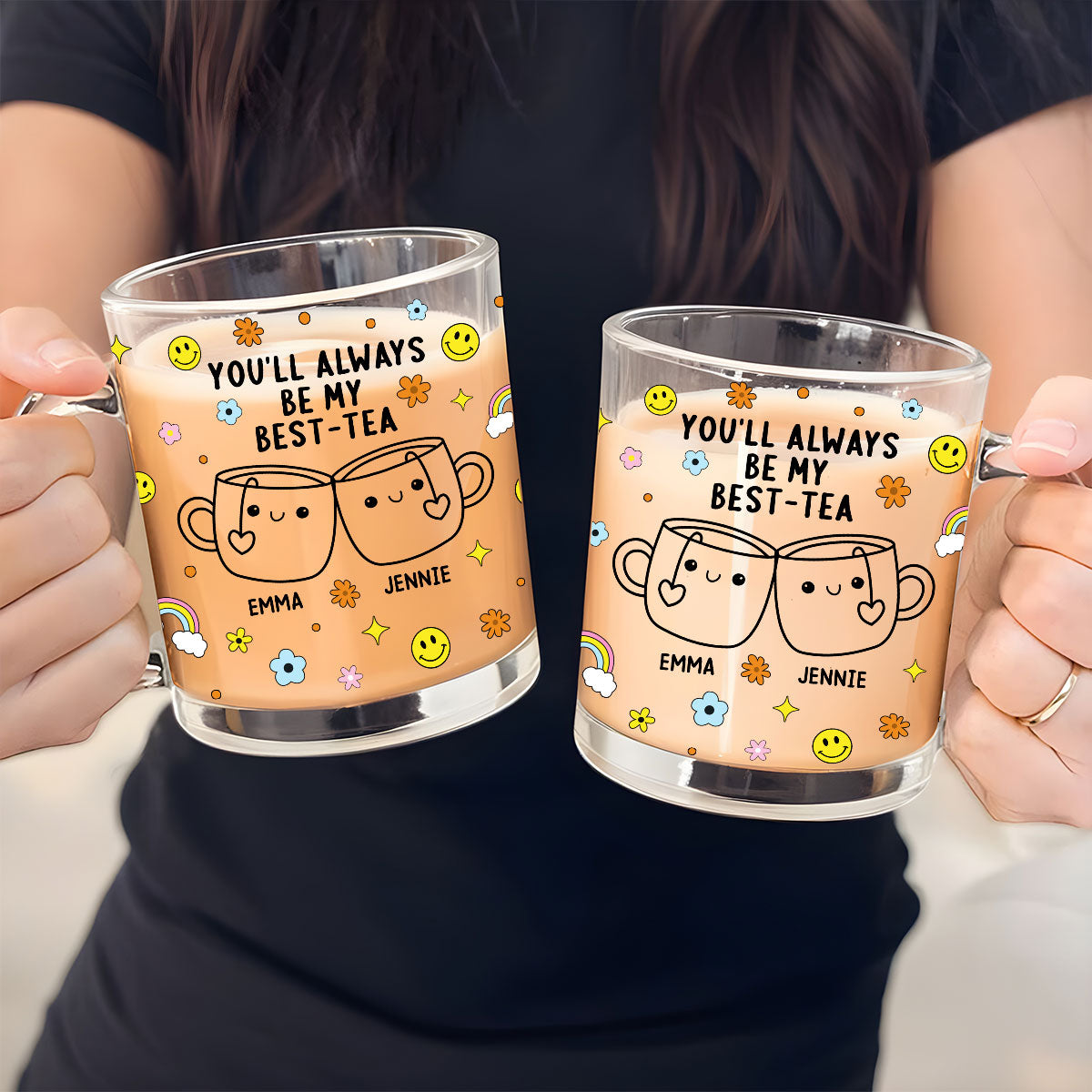 Custom Best Friend, Christmas & Birthday Friendship Keepsake Gift • You Will Always Be My Best-Tea - Personalized Glass Mug