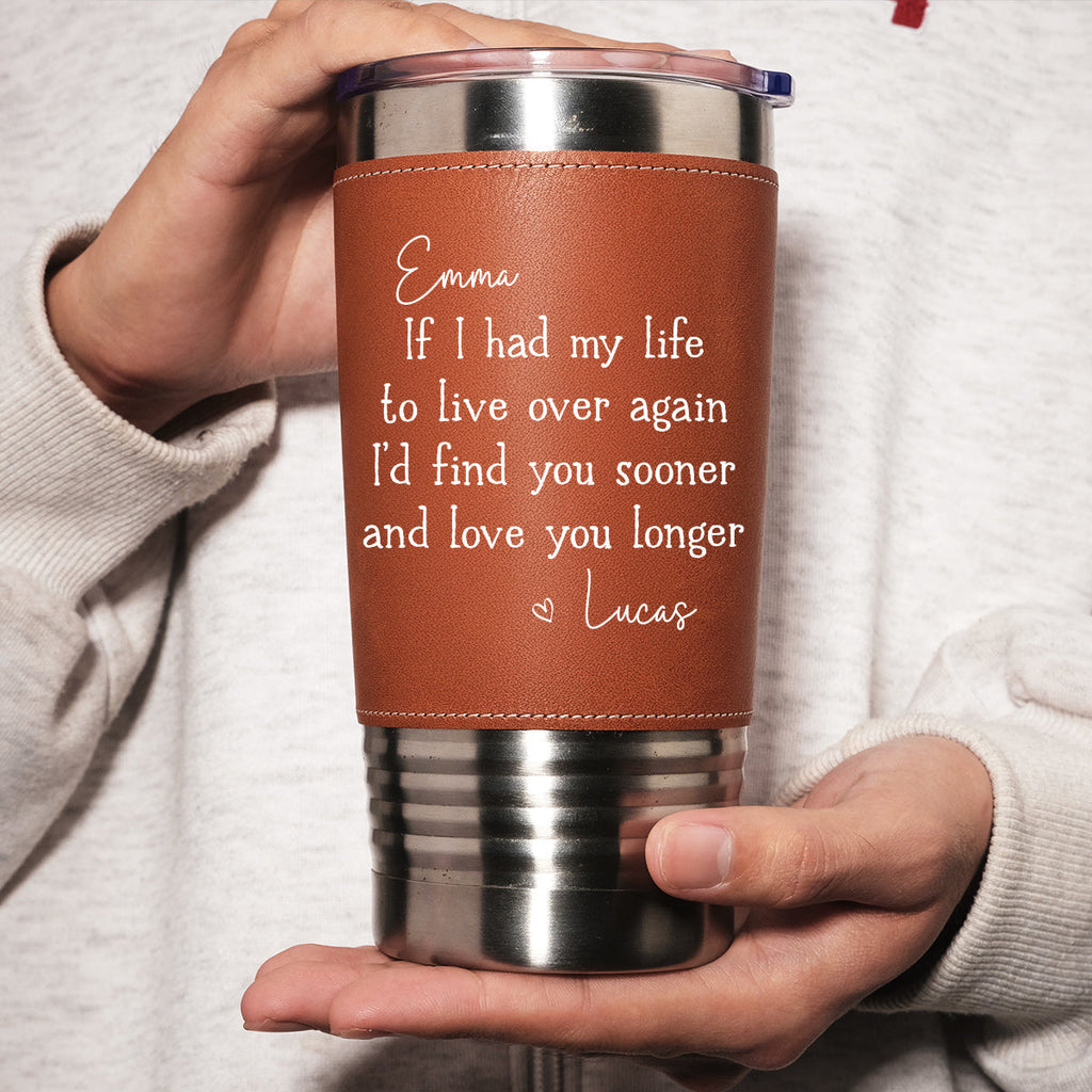 Custom Christmas Anniversary Gifts For Husband • Love You Longer - Personalized Leather Tumbler