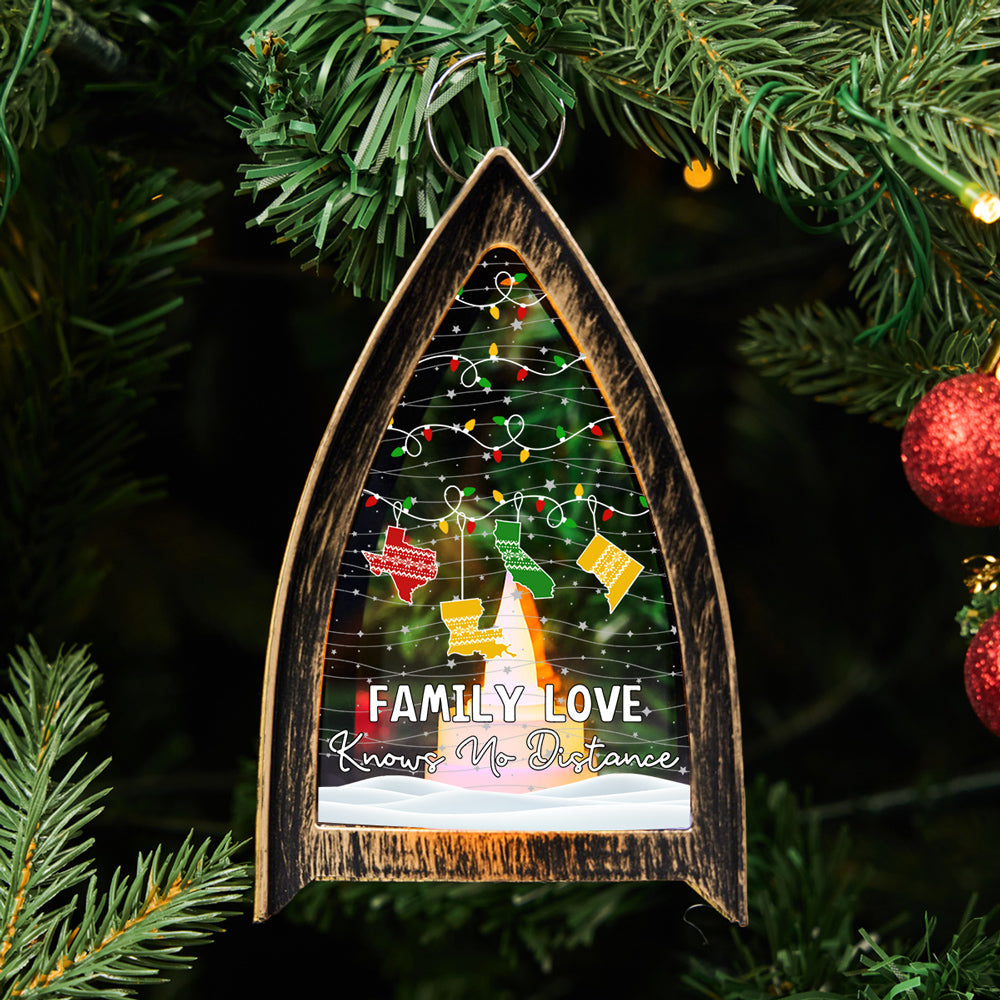 Custom Family Christmas Table Light for Long Distance Families • Family Love Knows No Distance - Personalized Table Lantern