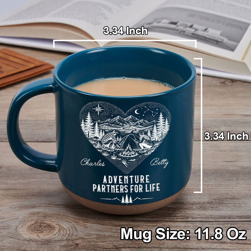 Custom Anniversary Keepsake Gifts For Couple • Our Story Is One Big Adventure - Personalized Pottery Mug