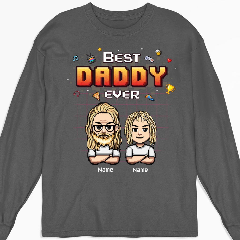 Custom Father's Day, Special Gift for Dad & Grandpa • Best Dad Pixel - Personalized Shirt