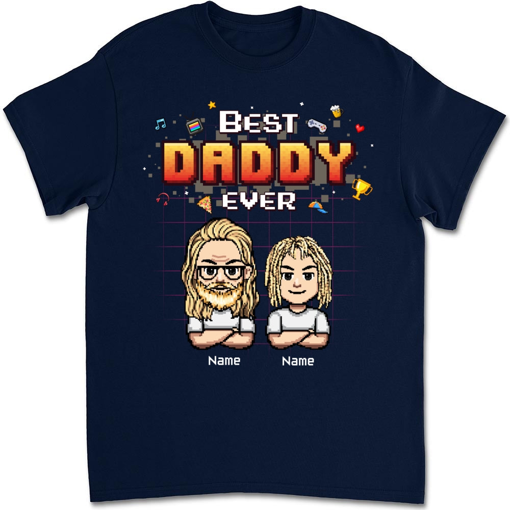 Custom Father's Day, Special Gift for Dad & Grandpa • Best Dad Pixel - Personalized Shirt