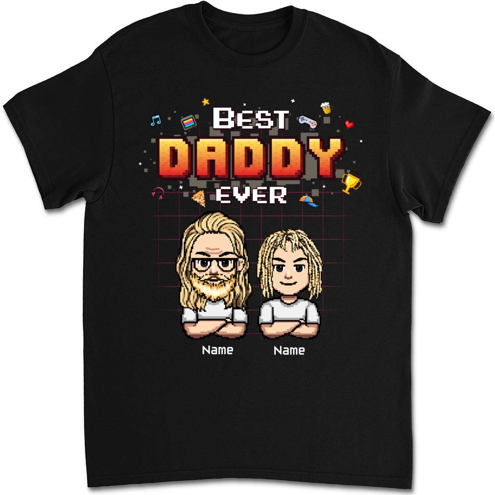 Custom Father's Day, Special Gift for Dad & Grandpa • Best Dad Pixel - Personalized Shirt