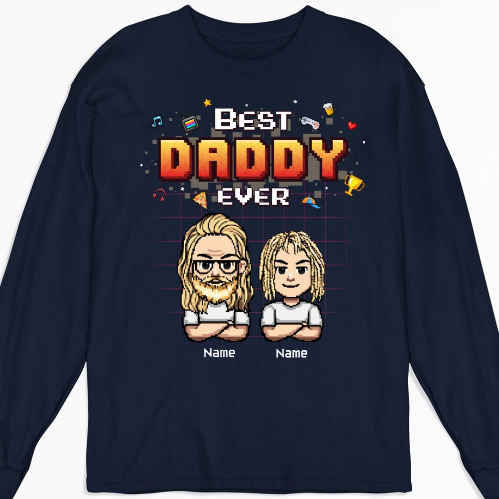 Custom Father's Day, Special Gift for Dad & Grandpa • Best Dad Pixel - Personalized Shirt