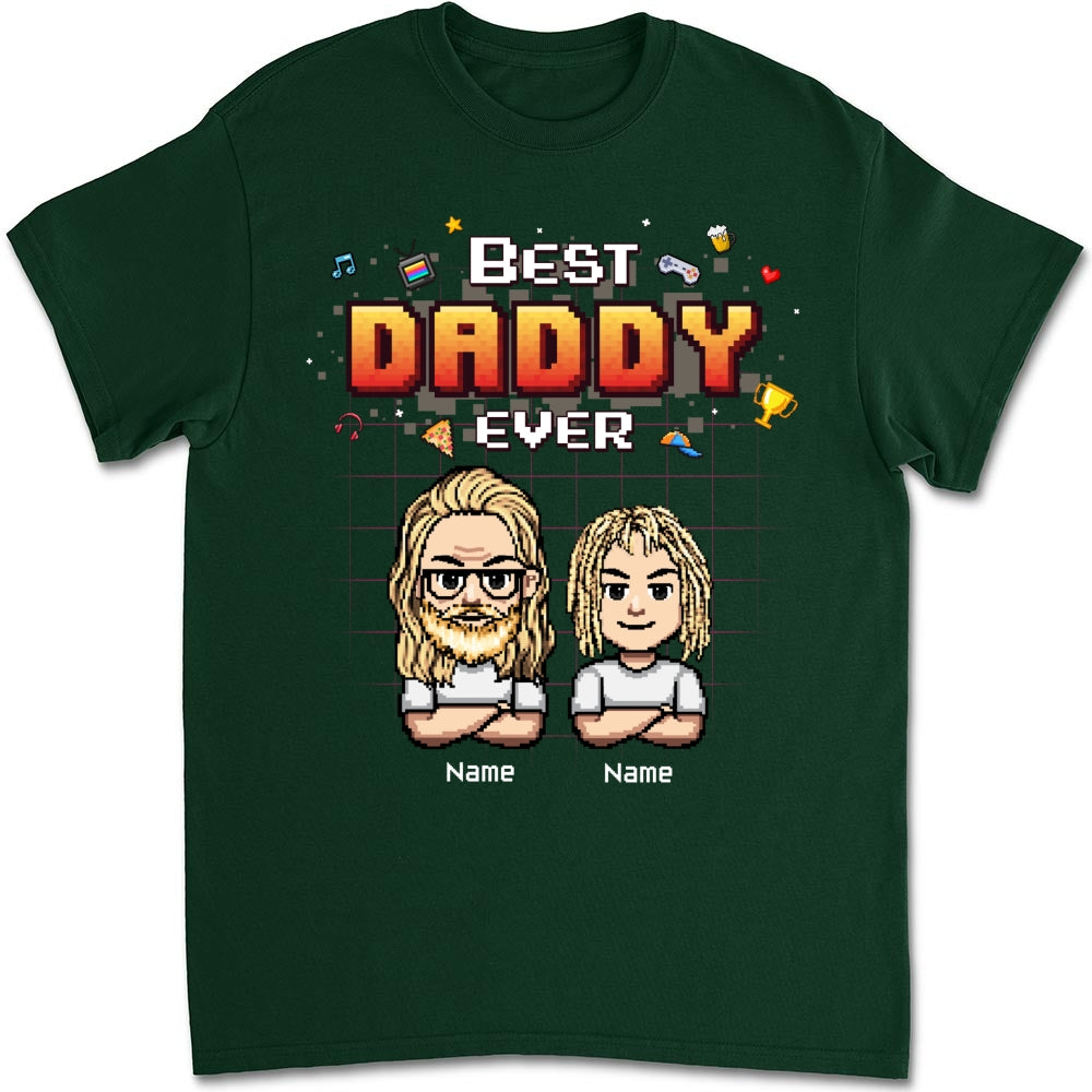 Custom Father's Day, Special Gift for Dad & Grandpa • Best Dad Pixel - Personalized Shirt