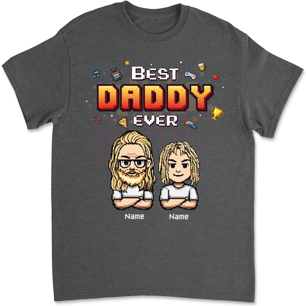 Custom Father's Day, Special Gift for Dad & Grandpa • Best Dad Pixel - Personalized Shirt