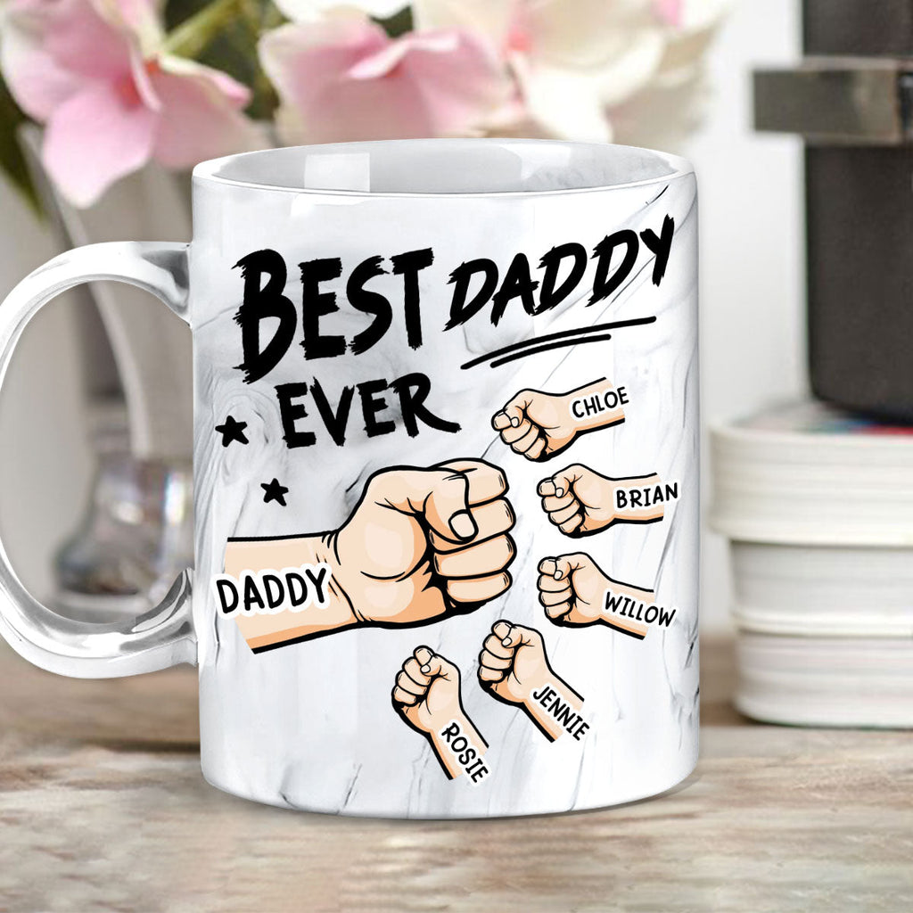 Custom Father's Day, Special Gift for Dad & Grandpa • Best Dad Ever - Personalized Grey Marble Mug