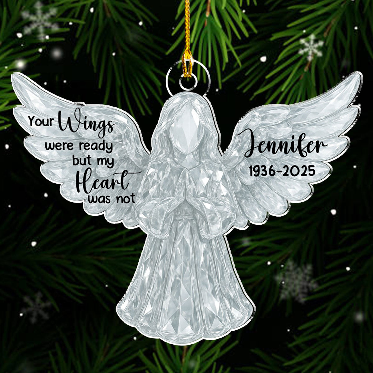 Custom Memorial Christmas Ornament, Sympathy Keepsake •  Love In Heaven - Personalized 3D Effect Acrylic Ornament