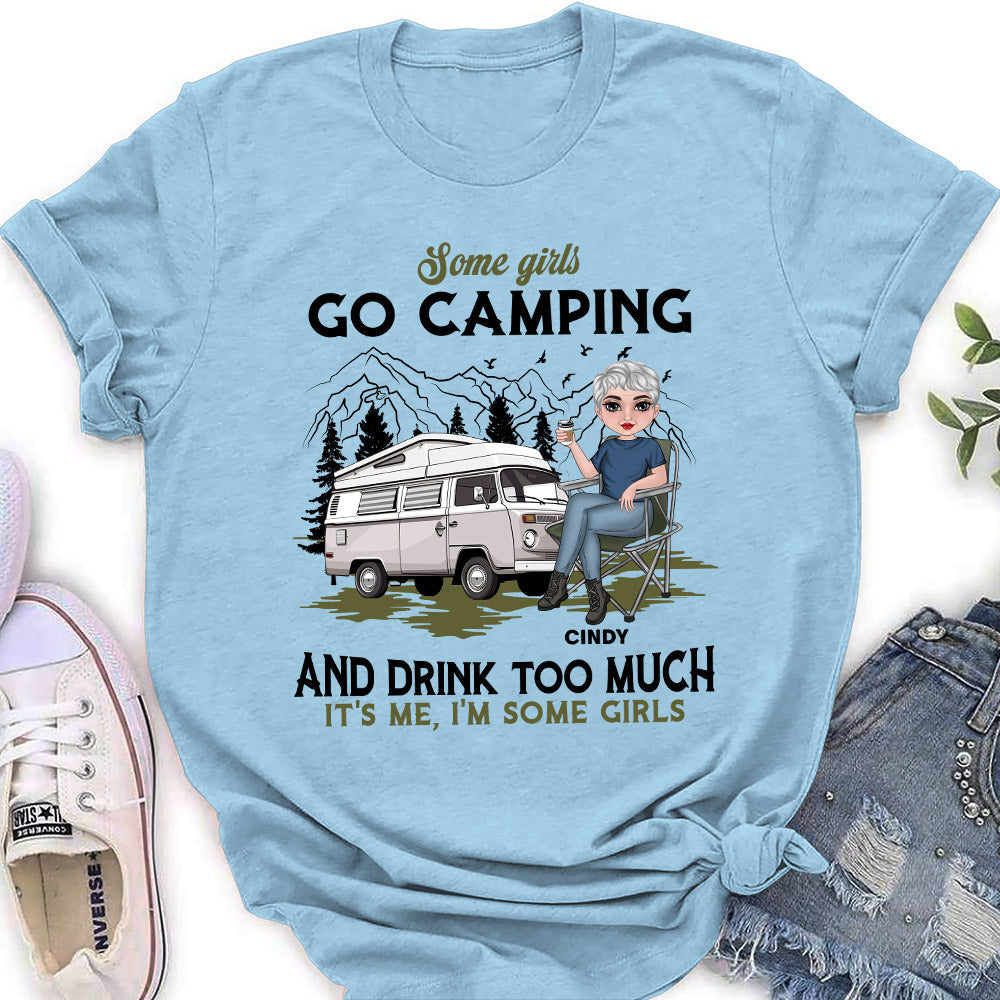Custom Christmas & Birthday Keepsake Gift • Camping And Drink - Personalized Women's T-shirt