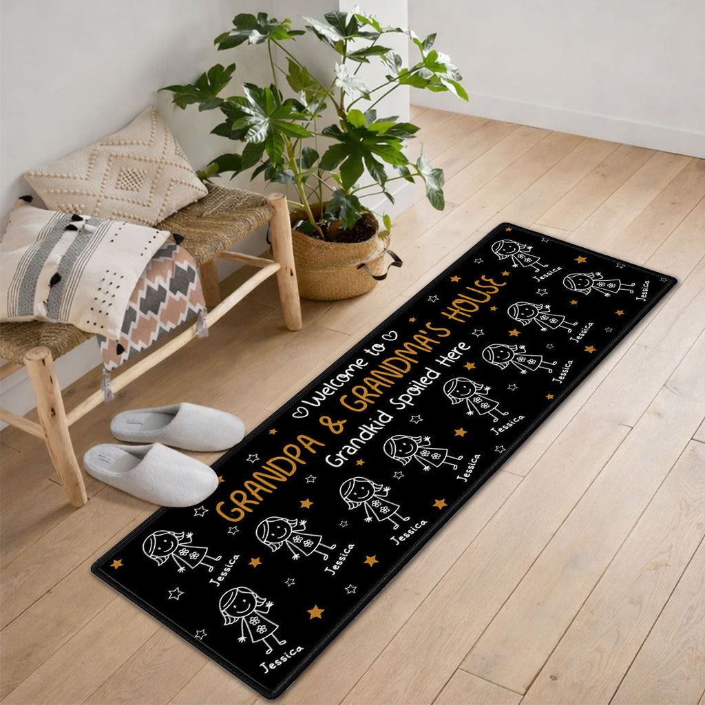 Custom Family Name Rug, Housewarming Birthday Gift For Grandma Grandparents • Grandkids Make Life Grand - Personalized Runner Rug