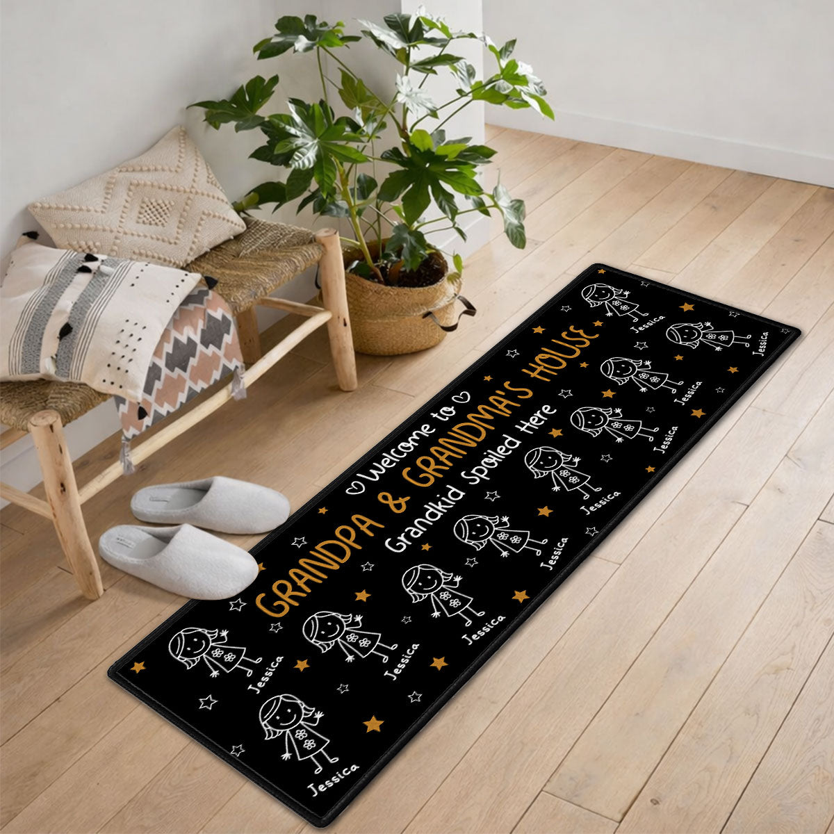 Custom Family Name Rug, Housewarming Birthday Gift For Grandma Grandparents • Grandkids Make Life Grand - Personalized Runner Rug