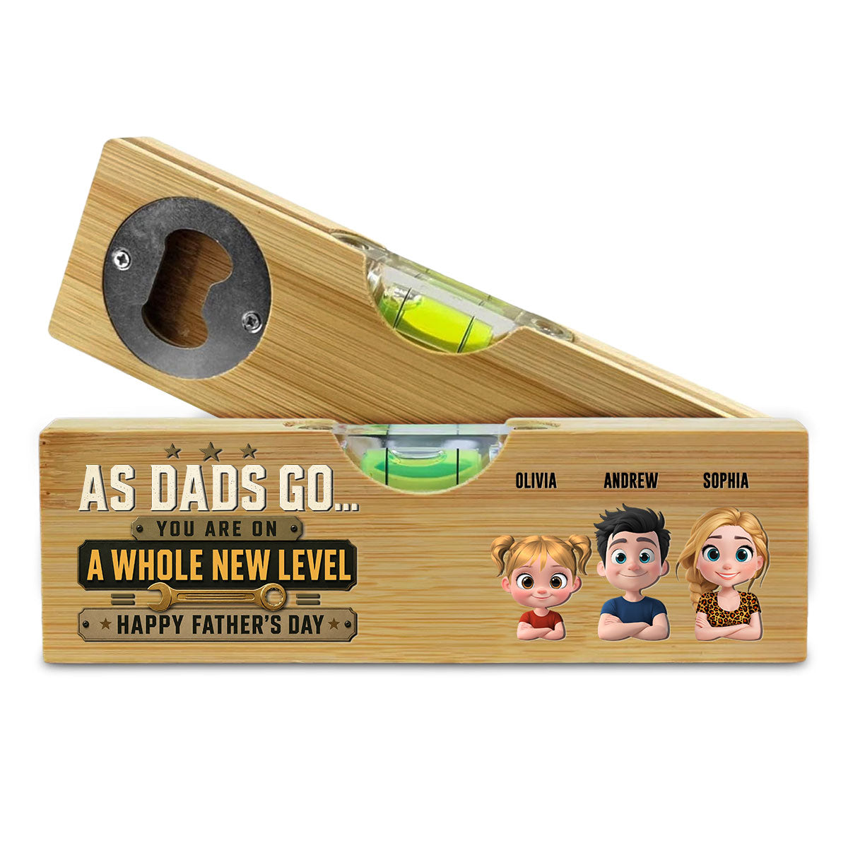 A New Level - Personalized Wooden Spirit Level Bottle Opener