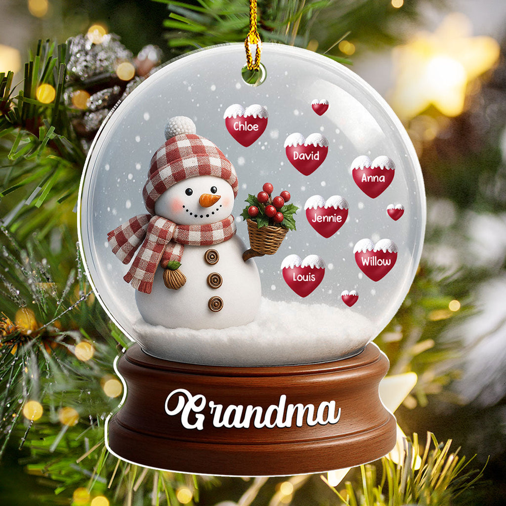 Custom Family Ornament, Christmas Gift for Family Members •  Snowman Of Love - Personalized Acrylic Ornament