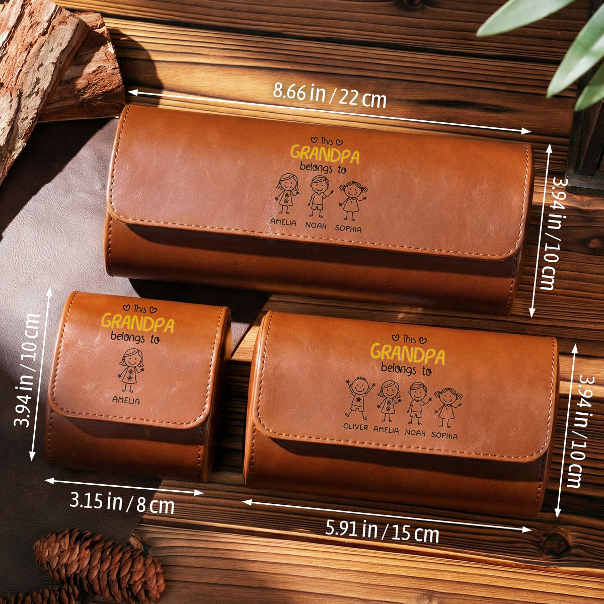 This Grandpa Belongs To Us - Personalized Leather Watch Case