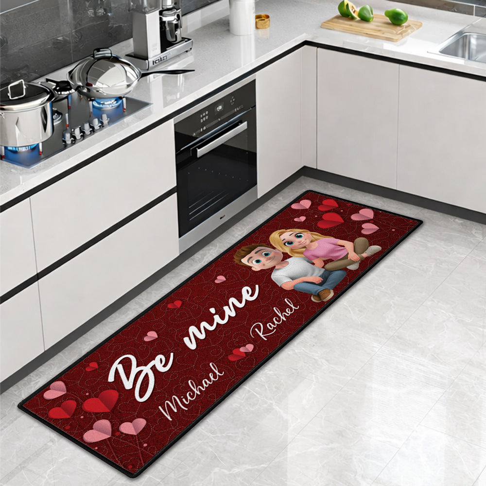 Custom Couple Rug, Anniversary Housewarming Gift For Wife Husband • Be Mine - Personalized Runner Rug