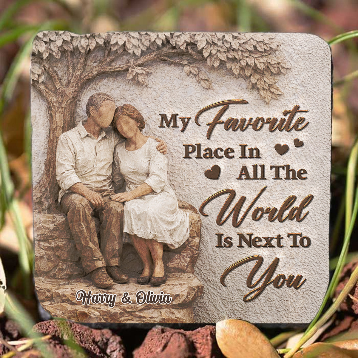 My Favorite Place Of All - Personalized 3D Effect Square Shaped Stone