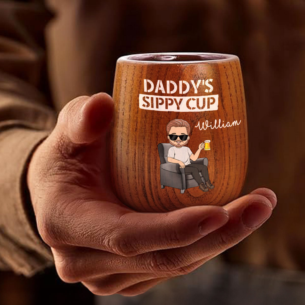 Daddy Grandpa Sippy Cup - Personalized Wooden Whiskey Glass