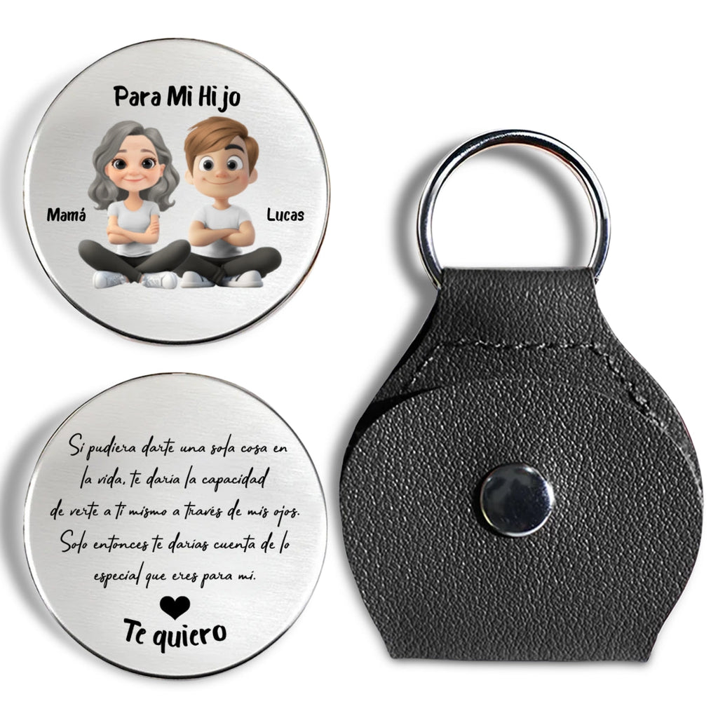 Custom Son Coin Keychain, Father's Day Birthday Gifts • Eres Especial – Abrazo de Bolsillo Personalizado