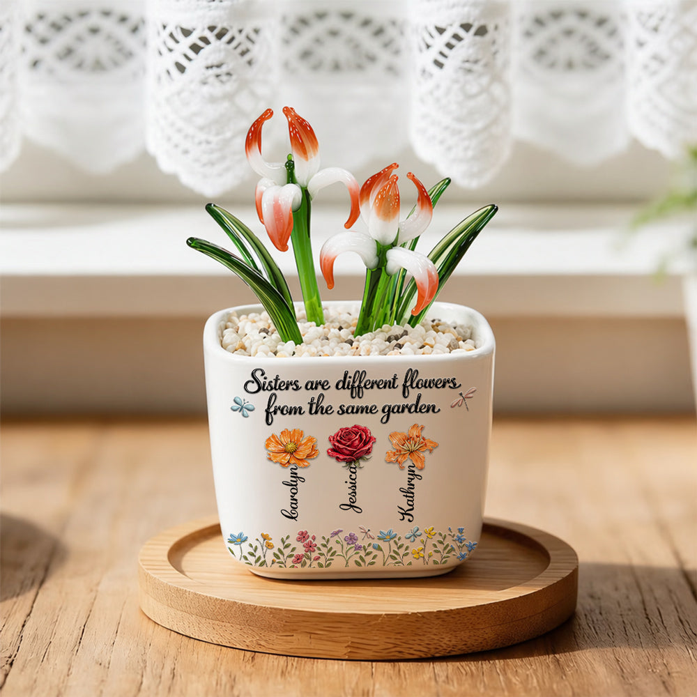 Sisters Are Different Flowers - Personalized Glass Birth Month Flower